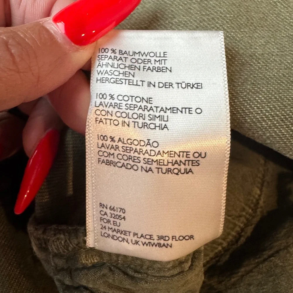 Urban Outfitters BDG Austin Olive Green Notched‎ Denim Mini Skirt Size Large